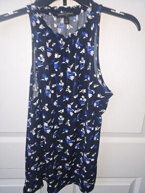 Banana Republic Navy Blue and Royal Blue Floral Top